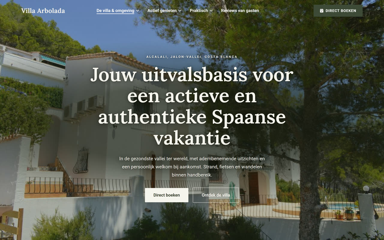 Website of Villa Arbolada
